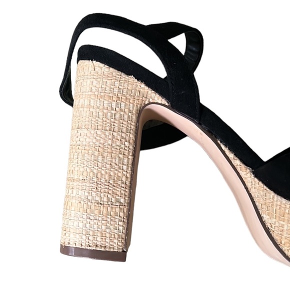 NEW JustFab Tina Crossover Black Raffia Faux Suede Chunky Platform Sandals - 8 - Picture 11 of 16